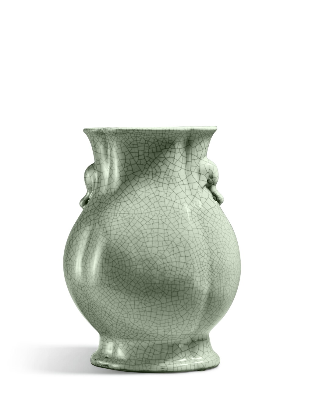 View full screen - View 1 of Lot 45. A large 'ge'-type lobed elephant-handled vase, Seal mark and period of Qianlong.