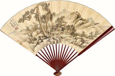 View full screen - View 1 of Lot 817. Wu Guandai (1862-1929); Han Guojun(1857-1942); Gu Linshi (1865-1930); He Weipu (1842-1922) | Scholar by the Pine Tree; Calligraphy in Xingshu, 1929 Hermitage in Mountains; Poem in Xingshu, 1919 吳觀岱 松風高士圖、顧麟士 松谿幽居.