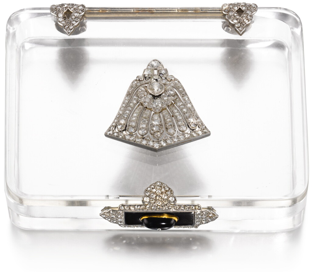 View full screen - View 1 of Lot 127. A JEWELLED ROCK-CRYSTAL ART DECO CIGARETTE CASE, PROBABLY CARTIER, PARIS, CIRCA 1925.