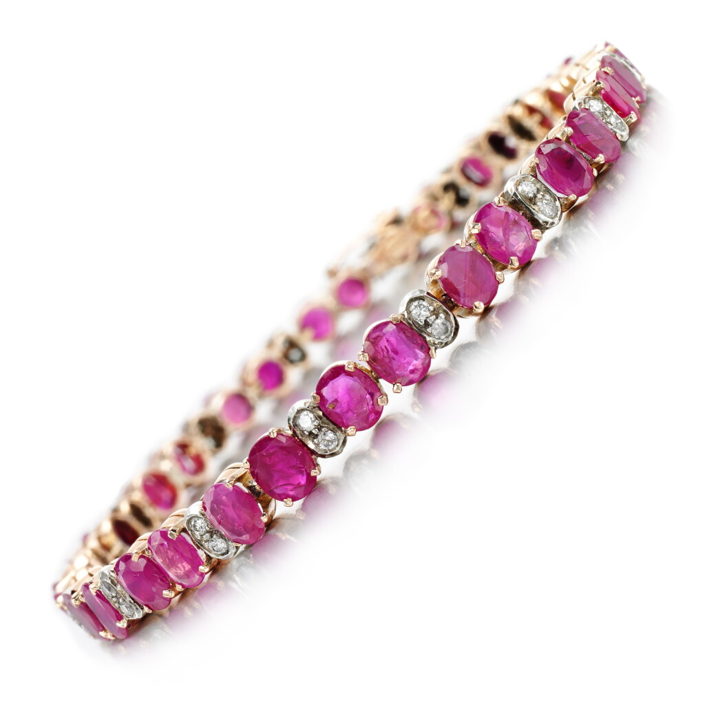 View full screen - View 1 of Lot 181. Ruby and diamond bracelet.
