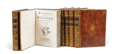 View full screen - View 1 of Lot 18. Œuvres. Paris, 1734. 6 volumes in-4. Basane marbrée de l'époque. Edition illustrée par Boucher..