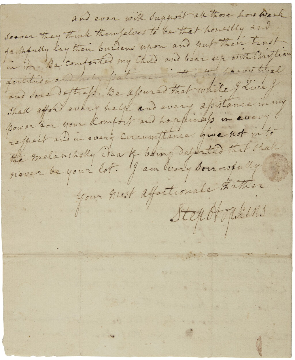 View full screen - View 1 of Lot 2118. Hopkins, Stephen. Autograph letter signed, Philadelphia, 15 Nov 1775, to his daughter-in-law Ruth G. Hopkins.