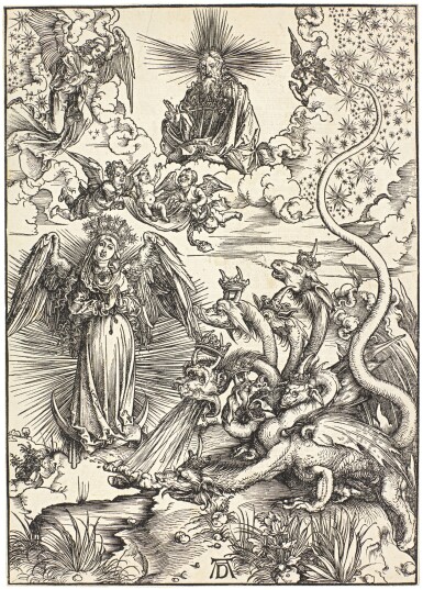 View full screen - View 1 of Lot 20. ALBRECHT DÜRER | THE APOCALYPTIC WOMAN (B. 71; M., HOLL. 173).