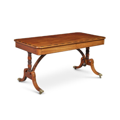 View full screen - View 1 of Lot 461. A Regency Calamander-Inlaid Mahogany Writing Table, Circa 1810.