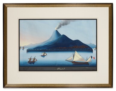 View full screen - View 1 of Lot 267. Eleven Assorted Italian Gouaches Depicting the Vesuvius in the Bay of Naples, 19th and Early 20th Century.