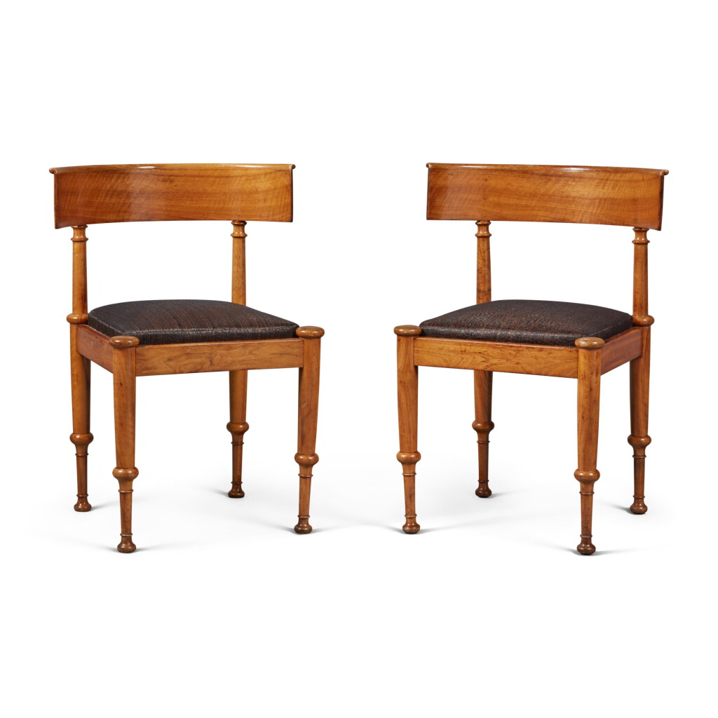 View full screen - View 1 of Lot 276. A Pair of Danish Neoclassical Mahogany Klismos-Style Chairs by Constantin Hansen, Mid-19th Century.