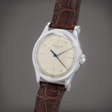 View full screen - View 1 of Lot 17. Calatrava, Reference 2508 | A stainless steel wristwatch | Circa 1955.