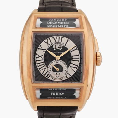 View full screen - View 1 of Lot 82. Reference C2T.55.21.121 Chapter Two | A pink gold automatic triple calendar wristwatch, Made in collaboration with Daniel Roth, Roger Dubuis and Peter Speake-Marin, Circa 2010.