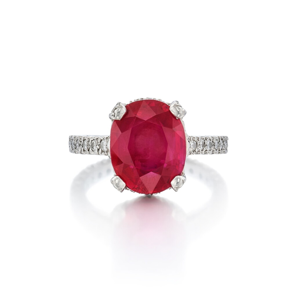 View full screen - View 1 of Lot 84. Ruby and Diamond Ring.