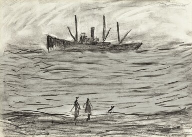 View full screen - View 1 of Lot 168. LAURENCE STEPHEN LOWRY, R.A. | TRAWLER IN A ROUGH SEA.