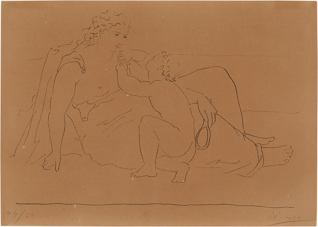 View full screen - View 1 of Lot 611. Femme et enfant.