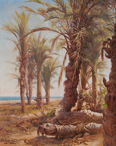 View full screen - View 1 of Lot 141. JEAN-BAPTISTE-ARTHUR CALAME | PALMIERS DE BORDIGHERA.