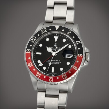 View full screen - View 1 of Lot 162. GMT-Master II ‘Coke’, Reference 16710 | A stainless steel automatic dual time zone wristwatch with date and bracelet | Circa 1988.