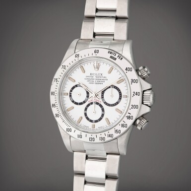 View full screen - View 1 of Lot 36. Reference 16520 'Zenith' Daytona | A stainless steel automatic chronograph wristwatch with bracelet, Circa 1997.