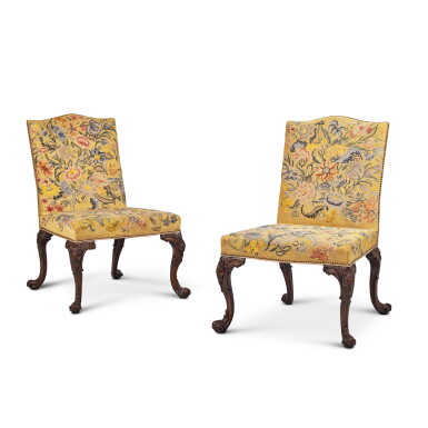 View full screen - View 1 of Lot 1072. A Pair of Late George II Mahogany Side Chairs, Circa 1755.