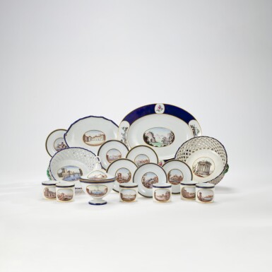 View full screen - View 1 of Lot 367. A group of Doccia porcelain topographical service wares, circa 1810-20.