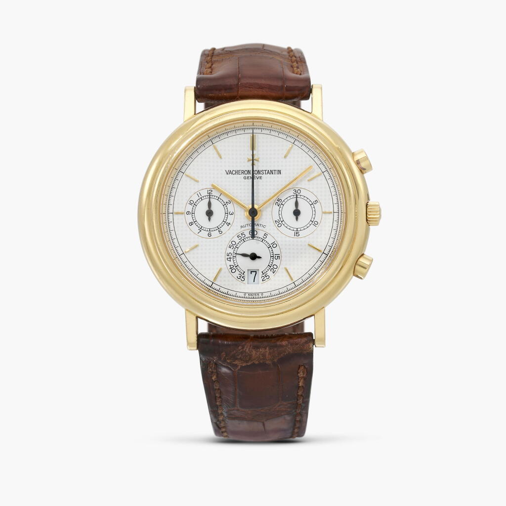 View full screen - View 1 of Lot 163. Historiques Chronograph, Reference 49003/000J-3 | A yellow gold chronograph wristwatch with date | Circa 1994.
