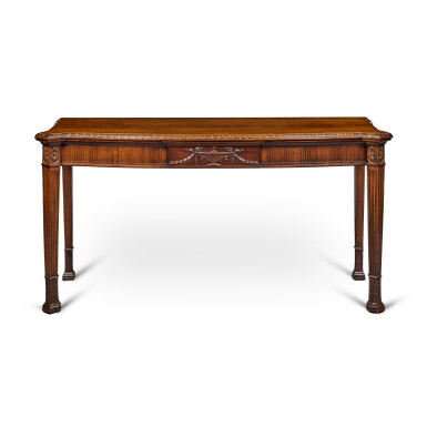 View full screen - View 1 of Lot 364. A George III Style Mahogany Serpentine Serving Table, Last Quarter 19th Century.