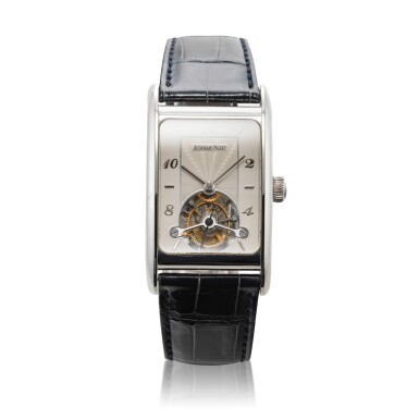 View full screen - View 1 of Lot 149. Reference 25819PT.O.0002.01 Edward Piguet | A platinum rectangular tourbillon wristwatch, Circa 2001 | 愛彼 25819PT.O.0002.01 型號 Edward Piguet | 鉑金陀飛輪腕錶,約2001年製.