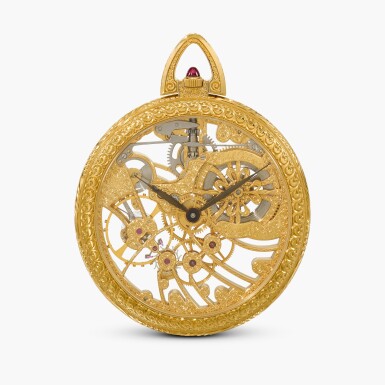 View full screen - View 1 of Lot 10. Reference 994 | A yellow gold open faced skeletonised watch | Circa 2002.