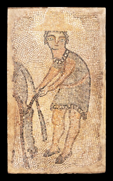 View full screen - View 1 of Lot 123. A Mosaic Fragment, probably Byzantine, circa 5th/6th Century A.D., or later.