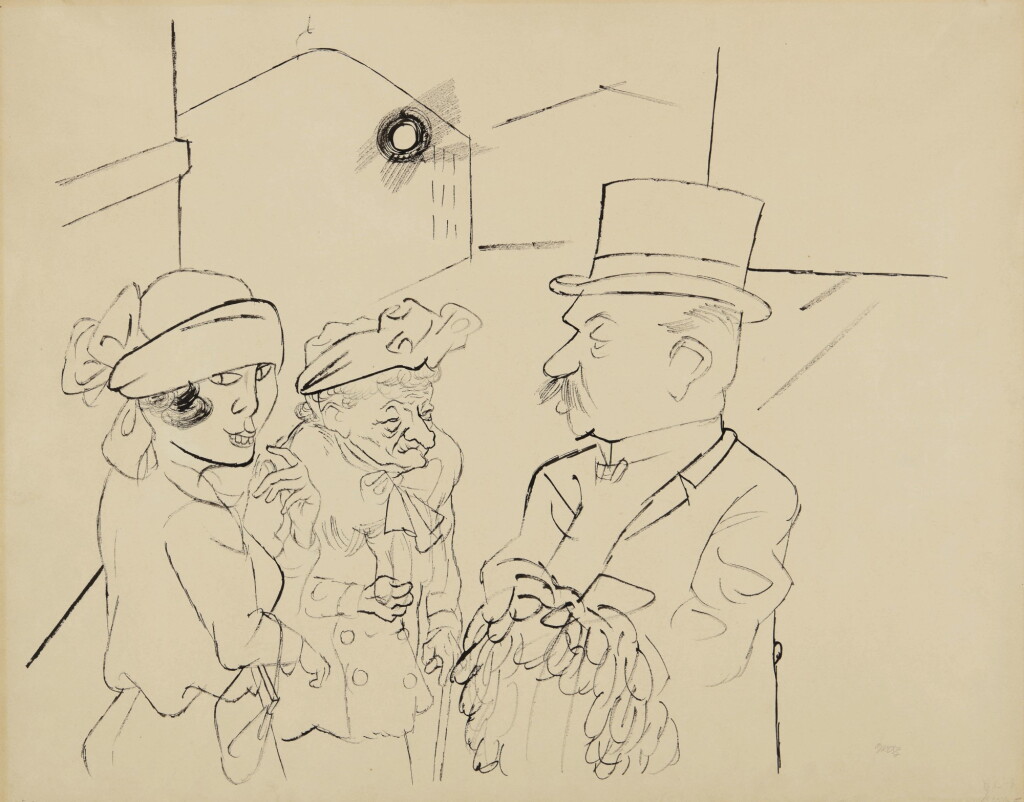 View full screen - View 1 of Lot 122. GEORGE GROSZ | ERBEN (BEGRÄBNIS) (HEIRS (FUNERAL)) & TRAURIGER MANN (SAD MAN) (A DOUBLE-SIDED WORK).