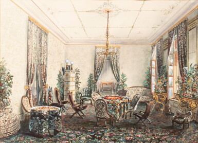 View full screen - View 1 of Lot 185. Peter Francis Peters (1818-1903)View of the Salon in Cronstadt.