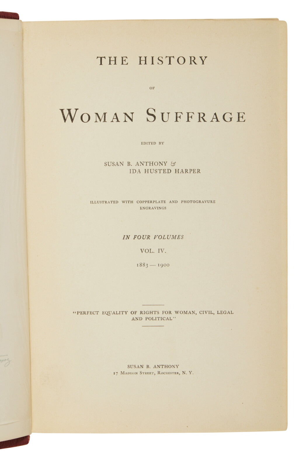 View full screen - View 1 of Lot 73. Anthony, Susan B. | Presentation copy with a uniquely elegant inscription.