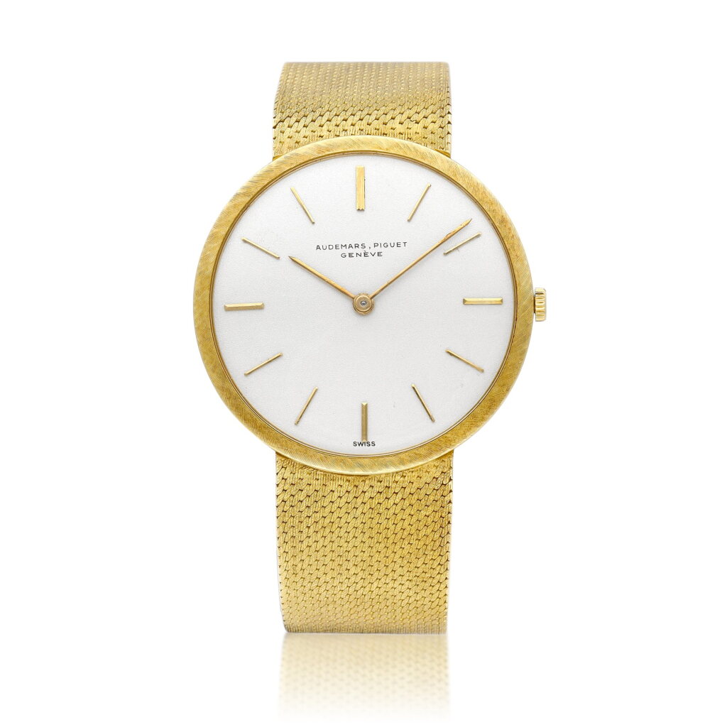 View full screen - View 1 of Lot 8876. A yellow gold bracelet watch, Circa 1960 | 愛彼 | 黃金鏈帶腕錶,約1960年製.