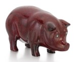 A PURPURINE MODEL OF A PIG, IN THE STYLE OF FABERGÉ, PROBABLY RUSSIAN