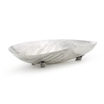 A large electroplate shell-shaped silver bowl, unmarked, possibly Italian