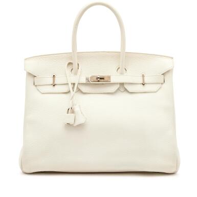 View full screen - View 1 of Lot 166. White Clemence Togo Birkin 35 Palladium Hardware, 2012.