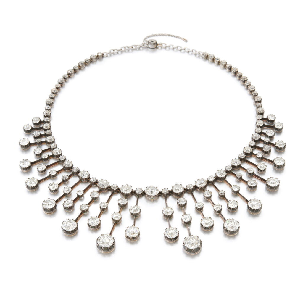 View full screen - View 1 of Lot 11. Diamond fringe necklace/tiara (Collana/tiara in diamanti).