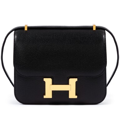 View full screen - View 1 of Lot 377. Black Chèvre Mysore Mini Constance 18 Gold Hardware, 2025.