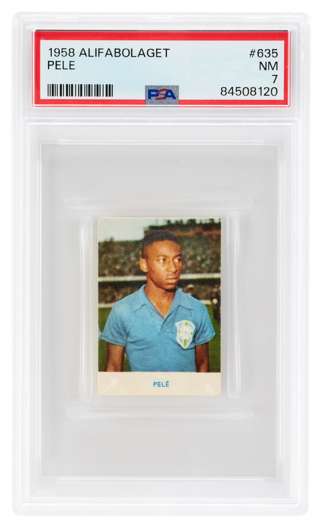 View full screen - View 1 of Lot 11. Pelé Alifabolaget #635 - PSA 7 | Rookie Card.