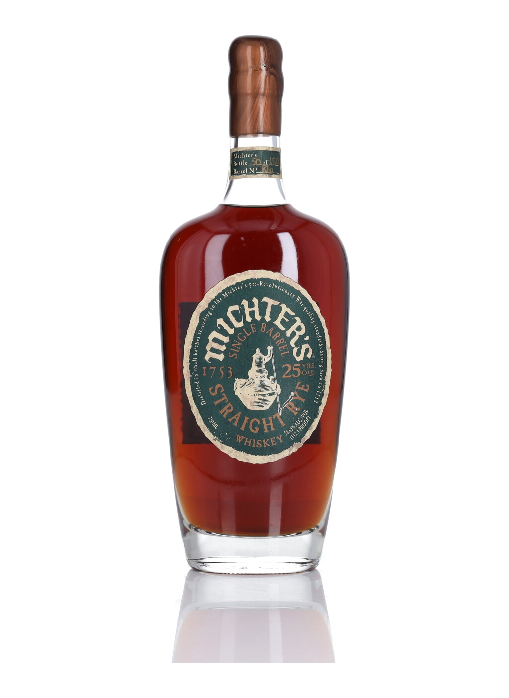View full screen - View 1 of Lot 211. Michter's Single Barrel Rye 25 Year Old 117.3 Proof NV (1 Bottle 75cl).