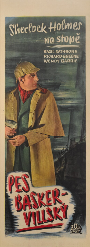View full screen - View 1 of Lot 111. HOUND OF THE BASKERVILLES / PES BASKER-VILLSKY (1939) POSTER, CZECHOSLOVAKIAN.