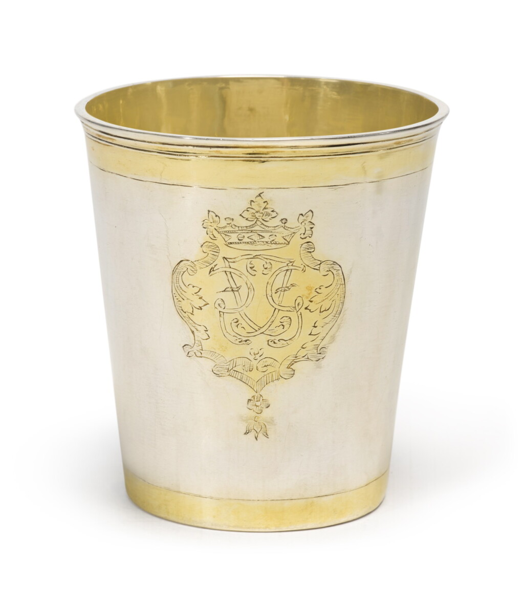 View full screen - View 1 of Lot 8. A North German Parcel-Gilt Silver Beaker, Maker's Mark GC over W, Elbing, Circa 1740.
