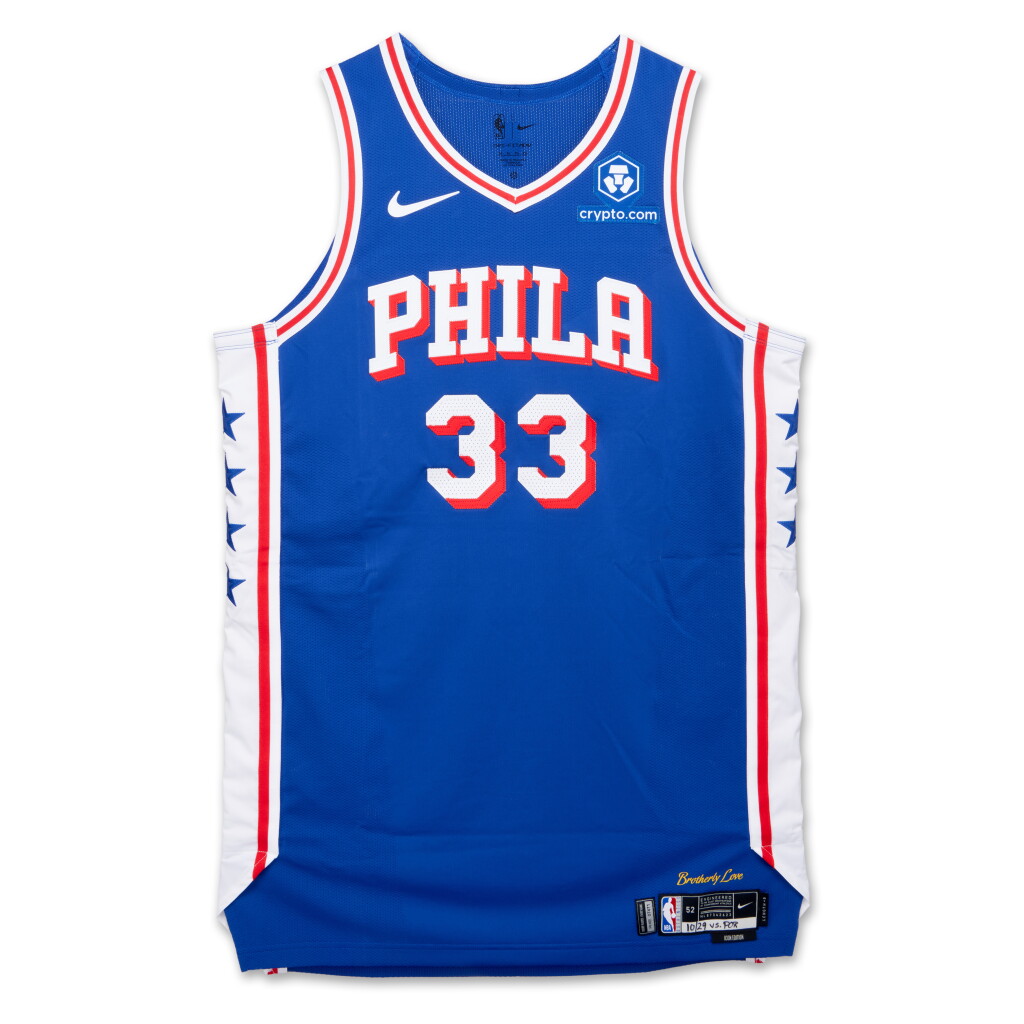 View full screen - View 1 of Lot 117. Filip Petrusev Philadelphia 76ers 2023-2024 Game Issued Icon Edition Jersey.
