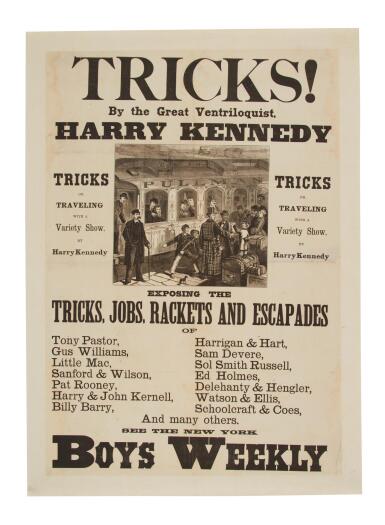 View full screen - View 1 of Lot 384. Kennedy, Harry | A large, striking poster for the Brooklyn ventriloquist.