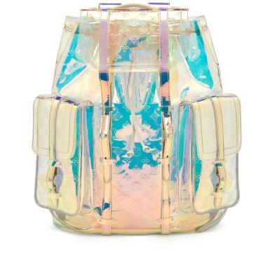 View full screen - View 1 of Lot 175. x Vigil Abloh Iridescent Monogram Prism Christopher GM Backpack White Hardware, 2019.