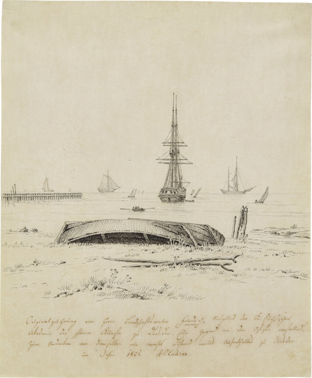 View full screen - View 1 of Lot 38. The beach at Wieck near Greifswald, circa 1815-21.