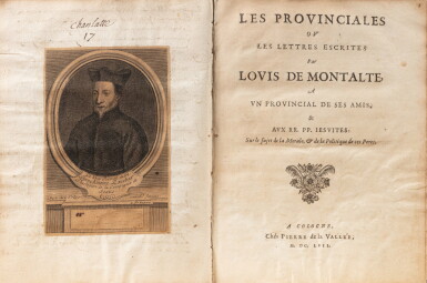 View full screen - View 1 of Lot 24. Les Provinciales. Cologne, 1657. In-4. Vélin de l'époque. Édition originale..