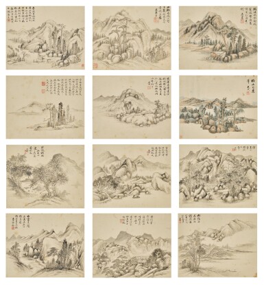 View full screen - View 1 of Lot 2566. Huang Yue and Shao Qian (18-19th Century) 黃鉞;邵鈐 | Landscapes after Ancient Masters 撫諸家山水.