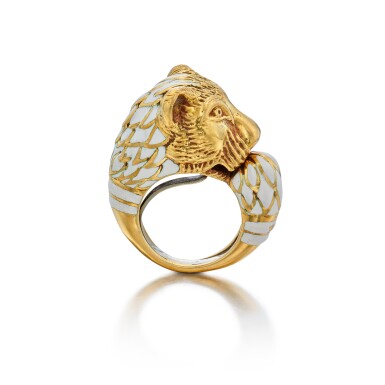 View full screen - View 1 of Lot 293. Gold and Enamel Ring.