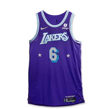 View full screen - View 1 of Lot 24. LeBron James 2022 Los Angeles Lakers Game Worn Jersey.