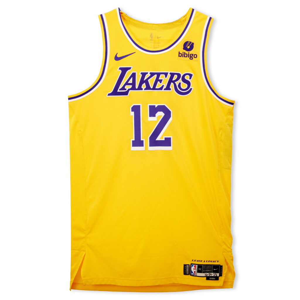 View full screen - View 1 of Lot 6. Taurean Prince Los Angeles Lakers 2023-2024 Kia NBA Tip-Off Game Worn Icon Edition Jersey.
