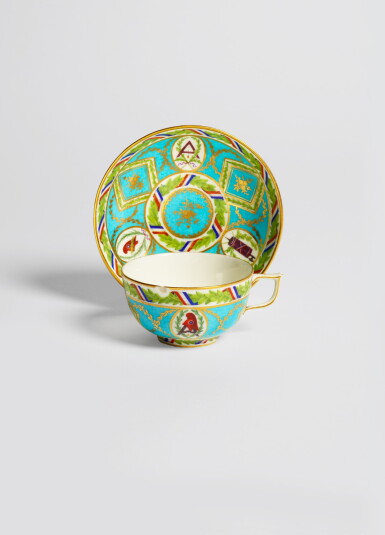 View full screen - View 1 of Lot 688. A Sèvres Porcelain Revolutionary Cup and Saucer, circa 1793-94.