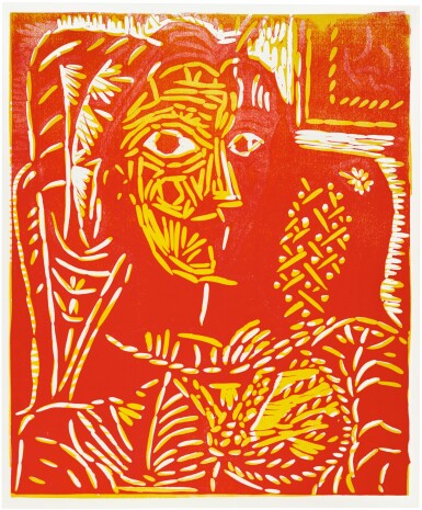 View full screen - View 1 of Lot 123. PABLO PICASSO | PORTRAIT DE JACQUELINE AU FAUTEUIL (BA. 1054; PP. L-033).