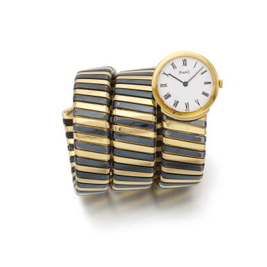 View full screen - View 1 of Lot 125. Tubogas | A yellow gold bangle watch | Circa 1975.